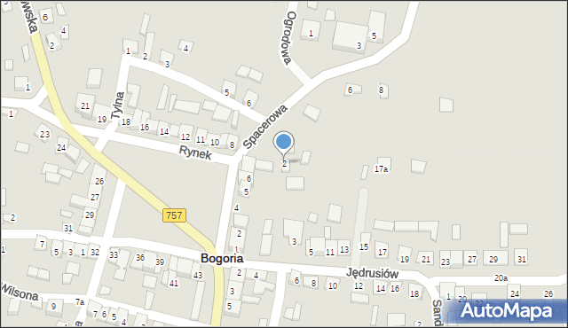 Bogoria, Spacerowa, 2, mapa Bogoria