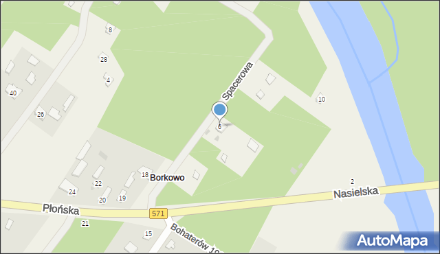 Borkowo, Spacerowa, 6, mapa Borkowo