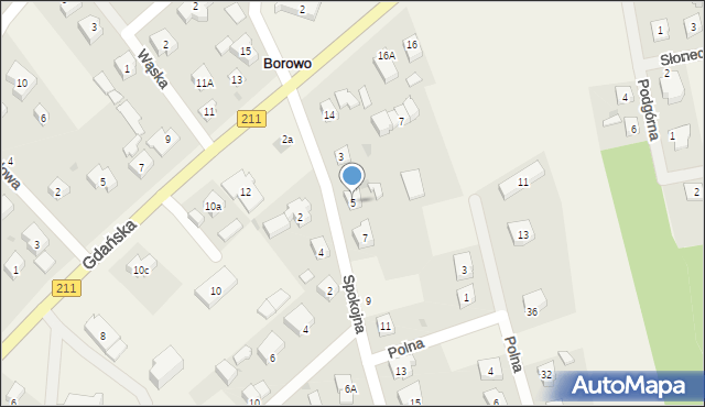 Borowo, Spokojna, 5, mapa Borowo