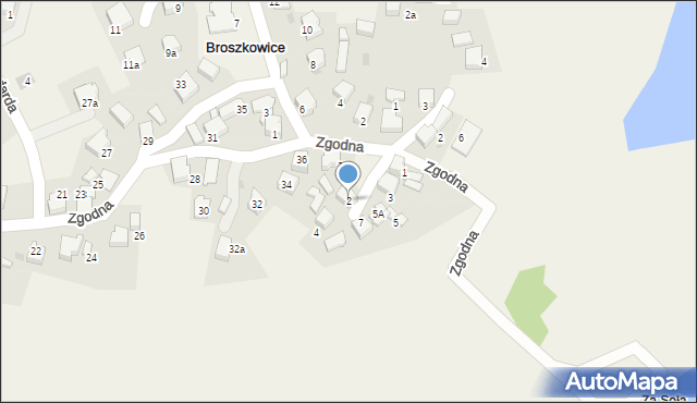 Broszkowice, Spokojna, 2, mapa Broszkowice