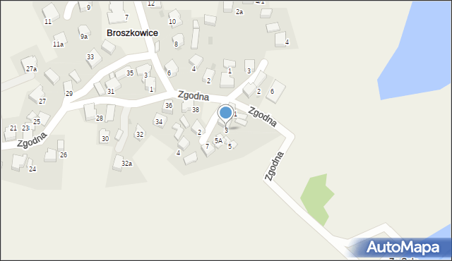 Broszkowice, Spokojna, 3, mapa Broszkowice