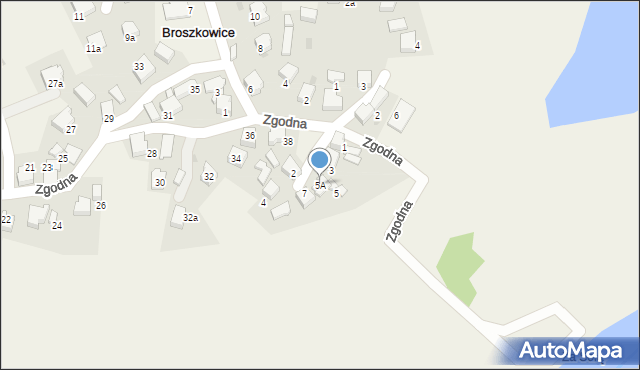 Broszkowice, Spokojna, 5A, mapa Broszkowice