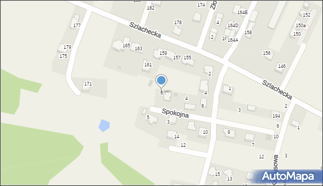 Brzezie, Spokojna, 6, mapa Brzezie