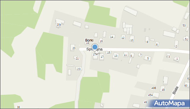 Brzeziny Nowe, Spokojna, 17A, mapa Brzeziny Nowe