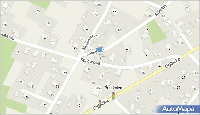 Brzeźnica, Spacerowa, 8, mapa Brzeźnica