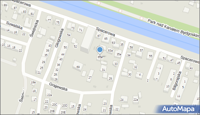 Bydgoszcz, Spacerowa, 65a, mapa Bydgoszczy