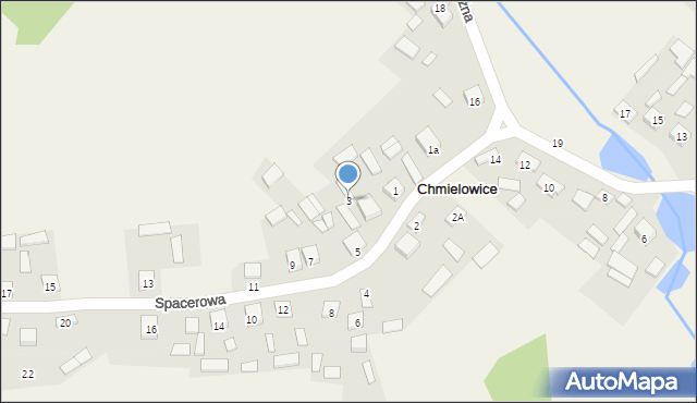 Chmielowice, Spacerowa, 3, mapa Chmielowice