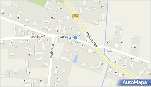 Chodów, Spokojna, 5, mapa Chodów