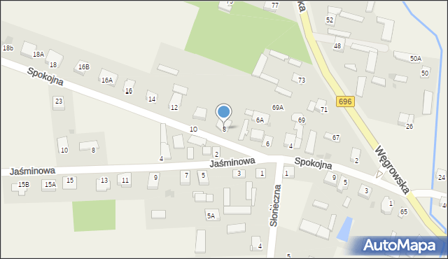 Chodów, Spokojna, 8, mapa Chodów