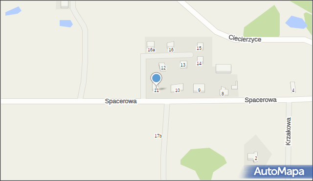 Ciecierzyce, Spacerowa, 11, mapa Ciecierzyce