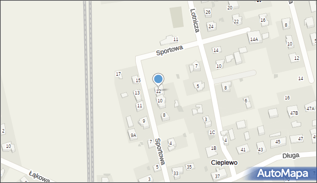 Cieplewo, Sportowa, 12, mapa Cieplewo