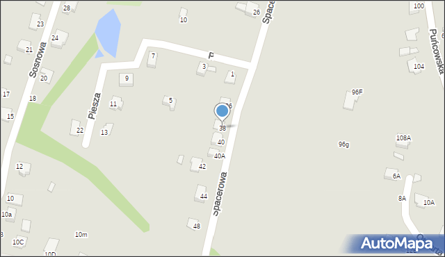 Cieszyn, Spacerowa, 38, mapa Cieszyna