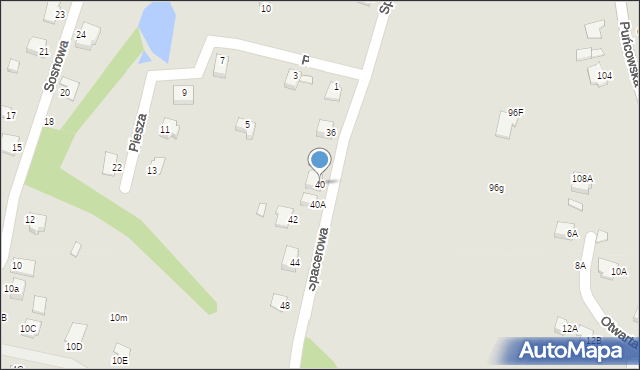 Cieszyn, Spacerowa, 40, mapa Cieszyna