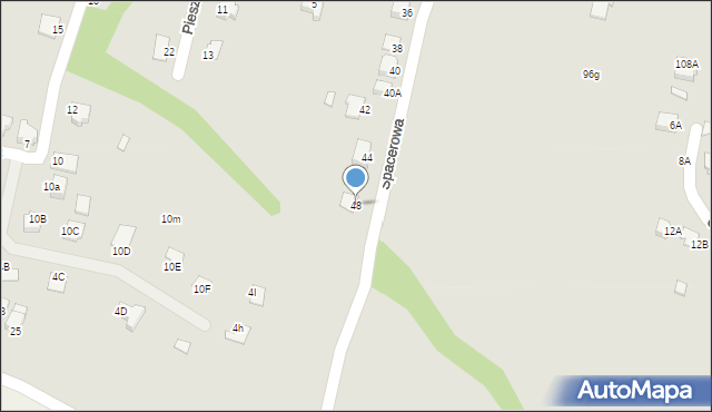 Cieszyn, Spacerowa, 48, mapa Cieszyna