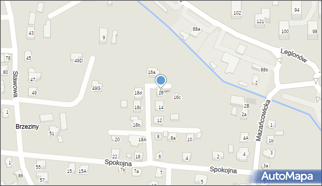 Czechowice-Dziedzice, Spokojna, 16, mapa Czechowic-Dziedzic