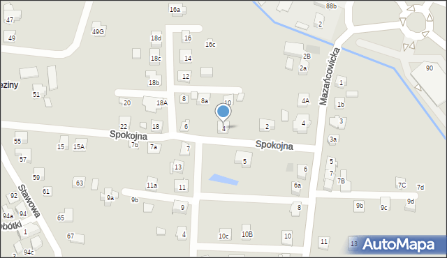 Czechowice-Dziedzice, Spokojna, 4, mapa Czechowic-Dziedzic