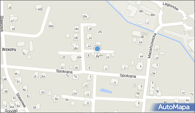 Czechowice-Dziedzice, Spokojna, 8a, mapa Czechowic-Dziedzic