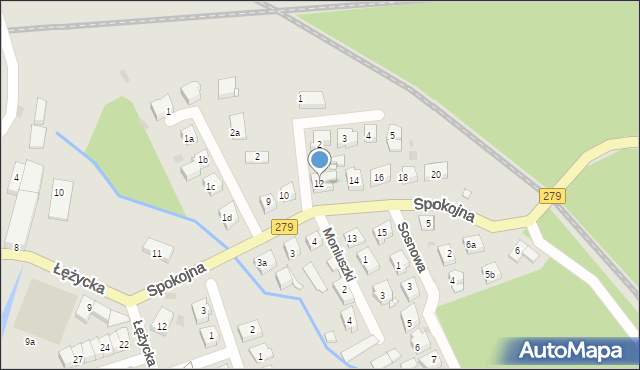 Czerwieńsk, Spokojna, 12, mapa Czerwieńsk