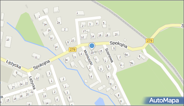 Czerwieńsk, Spokojna, 13, mapa Czerwieńsk