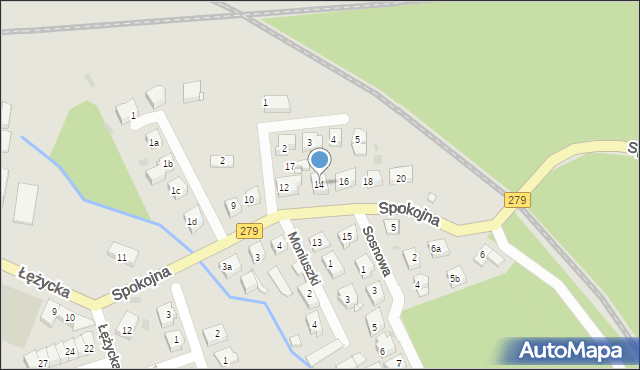 Czerwieńsk, Spokojna, 14, mapa Czerwieńsk