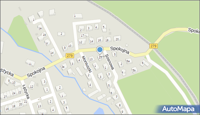 Czerwieńsk, Spokojna, 15, mapa Czerwieńsk