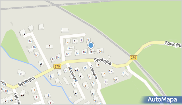 Czerwieńsk, Spokojna, 18, mapa Czerwieńsk