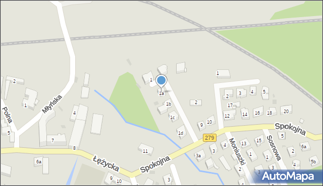 Czerwieńsk, Spokojna, 1a, mapa Czerwieńsk