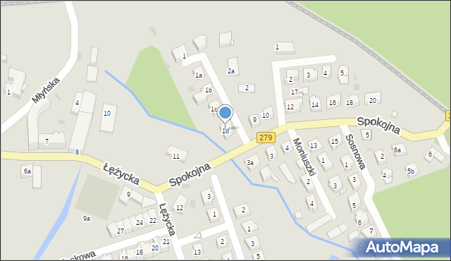 Czerwieńsk, Spokojna, 1d, mapa Czerwieńsk