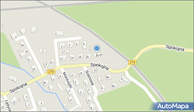 Czerwieńsk, Spokojna, 20, mapa Czerwieńsk