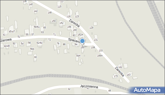 Częstochowa, Spacerowa, 100, mapa Częstochowy