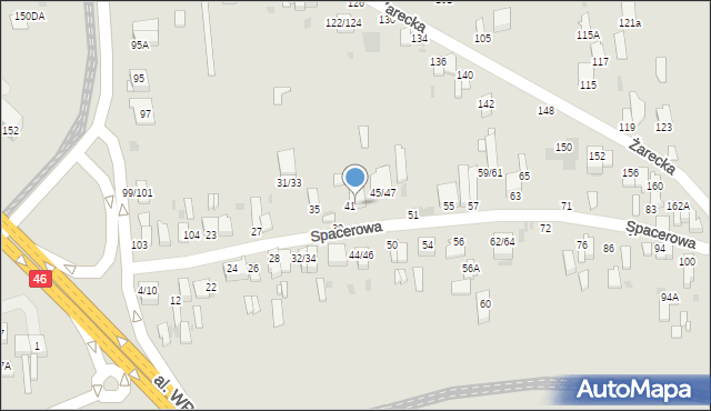 Częstochowa, Spacerowa, 41/43, mapa Częstochowy