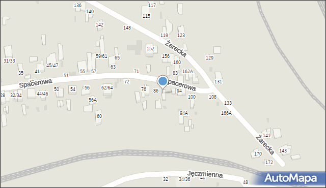 Częstochowa, Spacerowa, 88, mapa Częstochowy
