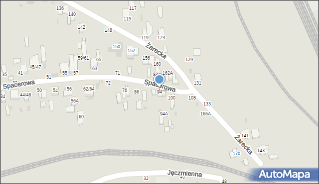 Częstochowa, Spacerowa, 94, mapa Częstochowy