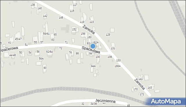 Częstochowa, Spacerowa, 96, mapa Częstochowy