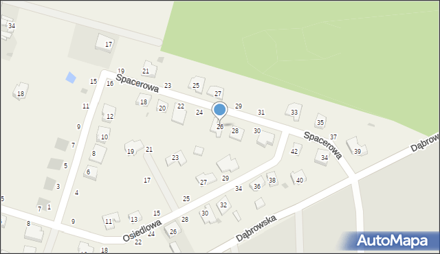 Dąbrowa, Spacerowa, 26, mapa Dąbrowa