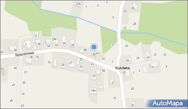 Dąbrowa Szlachecka, Spacerowa, 24, mapa Dąbrowa Szlachecka