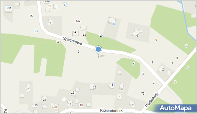 Dąbrowa Szlachecka, Spacerowa, 7, mapa Dąbrowa Szlachecka