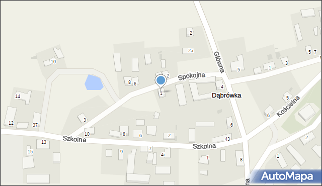 Dąbrówka, Spokojna, 1, mapa Dąbrówka