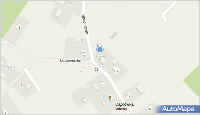 Dąbrówka Wielka, Spacerowa, 11, mapa Dąbrówka Wielka