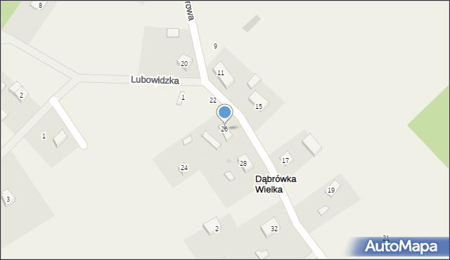 Dąbrówka Wielka, Spacerowa, 26, mapa Dąbrówka Wielka