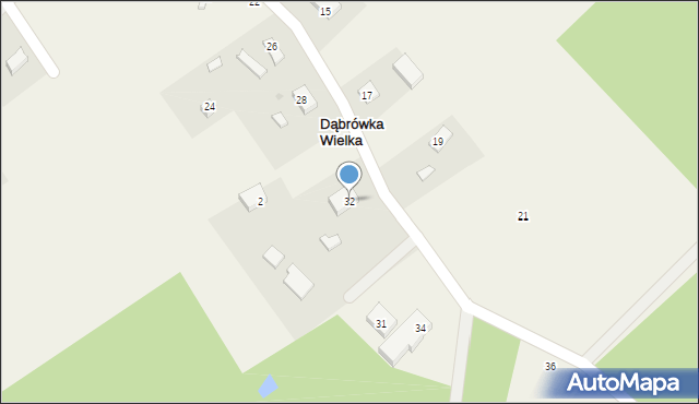 Dąbrówka Wielka, Spacerowa, 32, mapa Dąbrówka Wielka