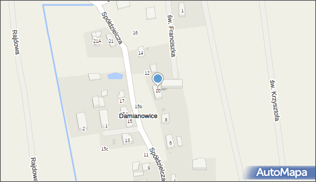 Damianowice, Spółdzielcza, 10, mapa Damianowice