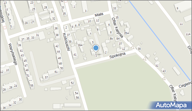 Dębno, Spokojna, 1, mapa Dębno