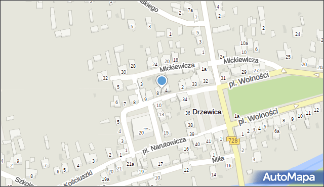 Drzewica, Spacerowa, 6, mapa Drzewica