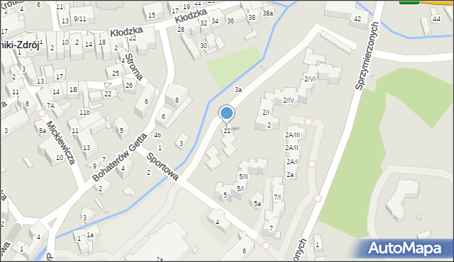 Duszniki-Zdrój, Sportowa, 11, mapa Duszniki-Zdrój