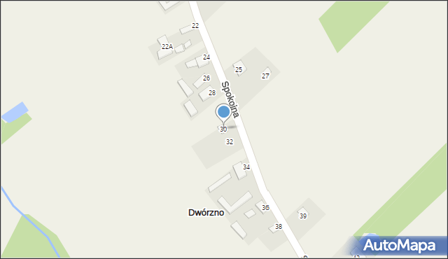 Dwórzno, Spokojna, 30, mapa Dwórzno