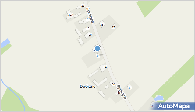 Dwórzno, Spokojna, 32, mapa Dwórzno