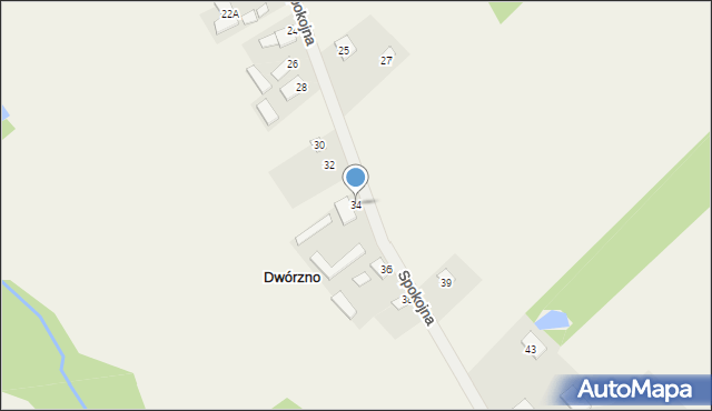 Dwórzno, Spokojna, 34, mapa Dwórzno