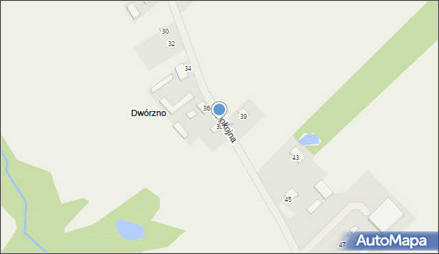 Dwórzno, Spokojna, 38, mapa Dwórzno