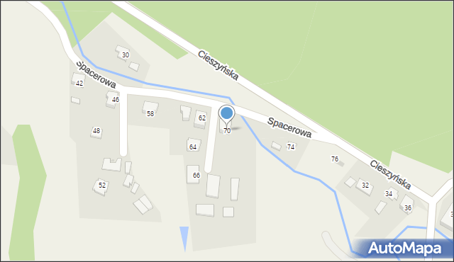 Dzięgielów, Spacerowa, 70, mapa Dzięgielów